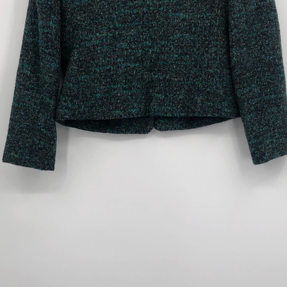 Ann Taylor Tweed Jacket Button Up Front Pocket Collared Long Sleeve Green Size 2 - Picture 7 of 9